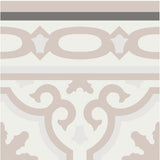 Mission Bocassio Border 8"x8" Encaustic Cement Tile - Cafe and Clam Colorway