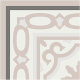 Mission Bocassio Corner 8"x8" Encaustic Cement Tile - Cafe and Clam Colorway