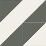 Mission Diagonal Charcoal and White 4x4 Cement Tile Quarter Design