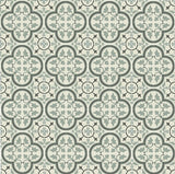 Mission Roseton Encaustic Cement Tile 8"x8" Rug in Charcoal and Sage