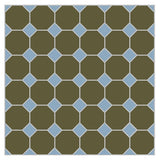 Mission Verde Militar Octagon with Sky Blue Dot Encaustic Cement Tile