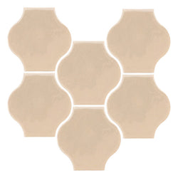 Clay Arabesque Mini 4"x4" Pata Grande Tile - Almond