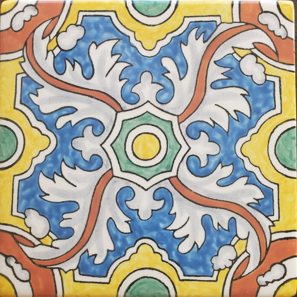 Braganza Hand Painted Ceramic Tile - Avente Tile