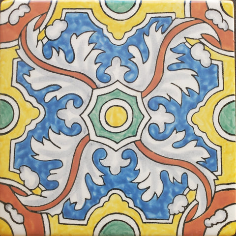 Braganza Hand Painted Ceramic Tile - Avente Tile