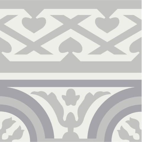 Mission Amalia B Border 8"x8" Encaustic Cement Tile - Avente Tile