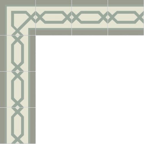 Mission Big Chippendale Border Gris and Sage 8"x8" Encaustic Cement Tile - Avente Tile