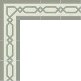 Mission Big Chippendale Border Gris and Sage 8"x8" Encaustic Cement Tile - Avente Tile