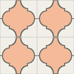 Mission Colonial Relief Encaustic Cement Tile 12"x12" Salmon Colorway - Avente Tile