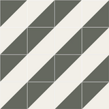 Mission Diagonal Charcoal/White Encaustic Cement Tile 4"x4" - Avente Tile
