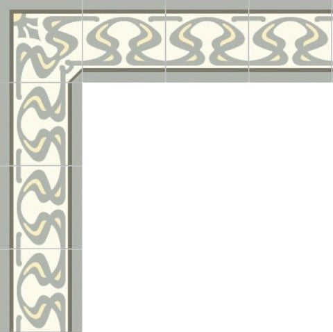 Mission Ghent Border Encaustic Cement Tile 8"x8" in Soft Sage - Avente Tile