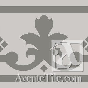 Mission Queen Border Gray 8"x8" Encaustic Cement Tile - Avente Tile
