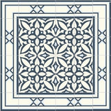 Mission Santiago Navy Border 8"x8" Encaustic Cement Tile - Avente Tile