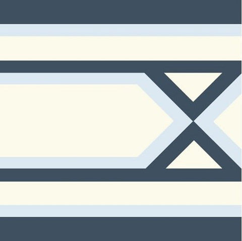 Mission Santiago Navy Border 8"x8" Encaustic Cement Tile - Avente Tile