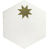 Mission Small Brass Star White 8" Hexagon Cement Tile - Avente Tile