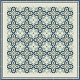 Mission Striped Navy & White Border Encaustic Cement Tile 8"x8" - Avente Tile
