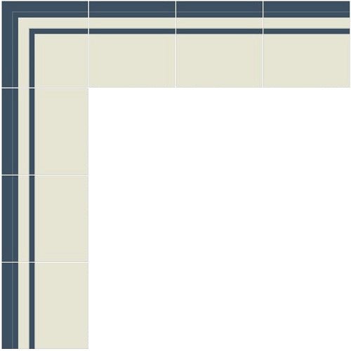 Mission Striped Navy & White Border Encaustic Cement Tile 8"x8" - Avente Tile