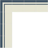 Mission Striped Navy & White Border Encaustic Cement Tile 8"x8" - Avente Tile