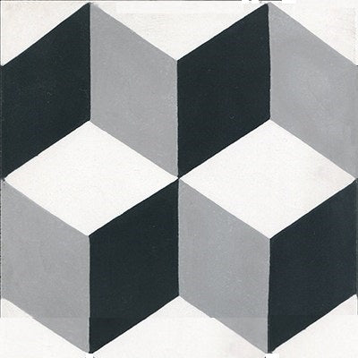 Mission Tumbling Blocks A 8"x8" Encaustic Cement Tile - Avente Tile