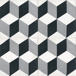 Mission Tumbling Blocks A 8"x8" Encaustic Cement Tile - Avente Tile