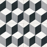 Mission Tumbling Blocks A 8"x8" Encaustic Cement Tile - Avente Tile