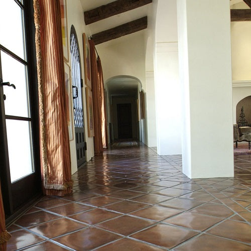 Rustic pavers in Classic Colors have the time-worn look of vintage Spanish floor tile.