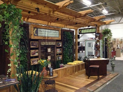 Large Leaf Imprint Tiles Accent Water Feature at Trade Show