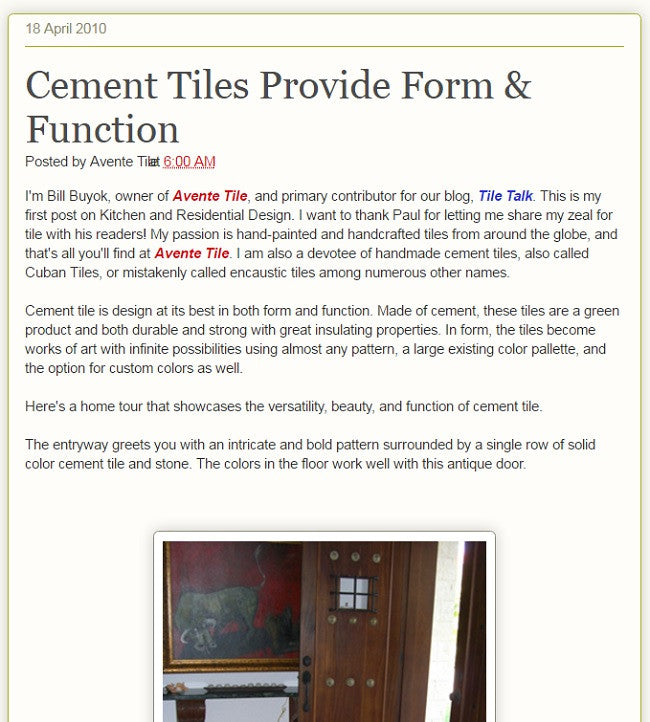 Cement Tiles Provide Form & Function