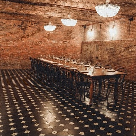 Cement Tile Floor Creates Elegant Banquet Hall for Brooklyn Hotel