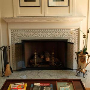 Monochromatic Cement Tile Fireplace