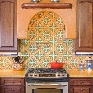 Spanish Kitchen Backsplash with San Jose Quarter Tile