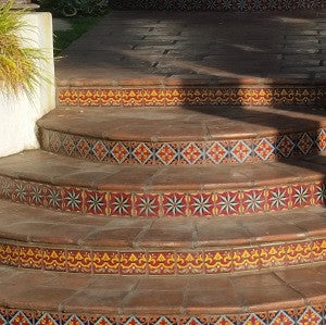Spanish Pavers and Decorative Spanish Tile Risers Create Charm