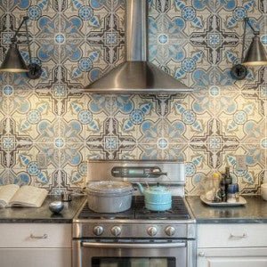 Kitchen Backsplash Focuses on Cuban Cement Tile