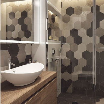 Mission Plain 8&quot;x9&quot; Hexagon Cement Tile