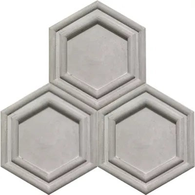 Acclivity 3D Gris Concentric 8" Hexagon Relief Cement Tile Quarter Design