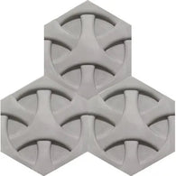 Acclivity 3D Padlock Gris 8" Hexagon Relief Cement Tile Quarter Tile