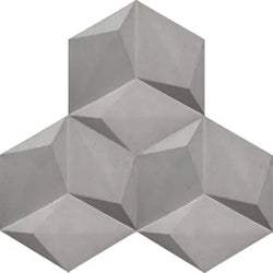 Acclivity 3D Pinwheel Gris 8" Hexagon Relief Cement Tile Quarter Design
