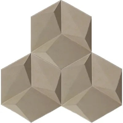 Acclivity 3D Pinwheel Sand 8" Hexagon Relief Cement Tile Quarter Design