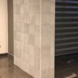 Acclivity 3D Tracks Gris 10"x10" Relief Cement Tile Detail Room Installation 2