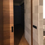 Acclivity 3D Tracks Black 10"x10" Relief Cement Tile Detail Room Installation 2