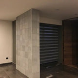 Acclivity 3D Tracks Gris 10"x10" Relief Cement Tile Detail Room Installation
