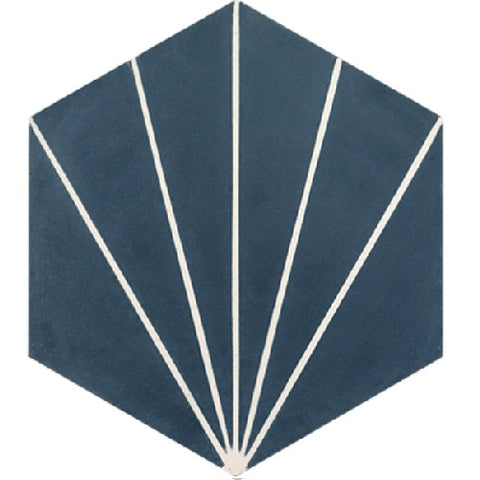 Mission Navy and White Bakery 8" Hexagon Cement Tile