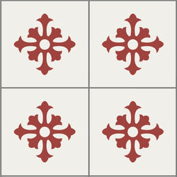 Mission Isabella Rouge 8"x8" Encaustic Cement Tile Quarter Design