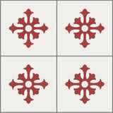 Mission Isabella Rouge 8"x8" Encaustic Cement Tile Quarter Design