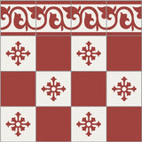 Mission Isabella Rouge Checker Board Rug with Alcala Border