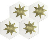 Avente Mission Large Brass Star on White 8 in. Hexagon