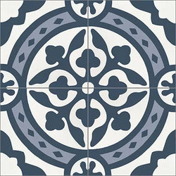 Mission Le Rond B Navy 8"x8" Encaustic Cement Tile Quarter Design