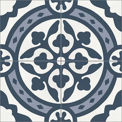 Mission Le Rond B Navy 8"x8" Encaustic Cement Tile Quarter Design