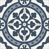 Mission Le Rond B Navy 8"x8" Encaustic Cement Tile Quarter Design