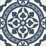 Mission Le Rond B Navy 8"x8" Encaustic Cement Tile Quarter Design