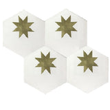 Avente Mission Medium Brass Star White 8 Inch Hexagons Cement Tile